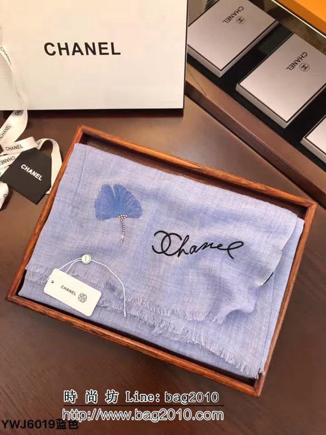 CHANEL香奈兒 最新刺繡羊毛圍巾 YWJ6019 LLWJ6812